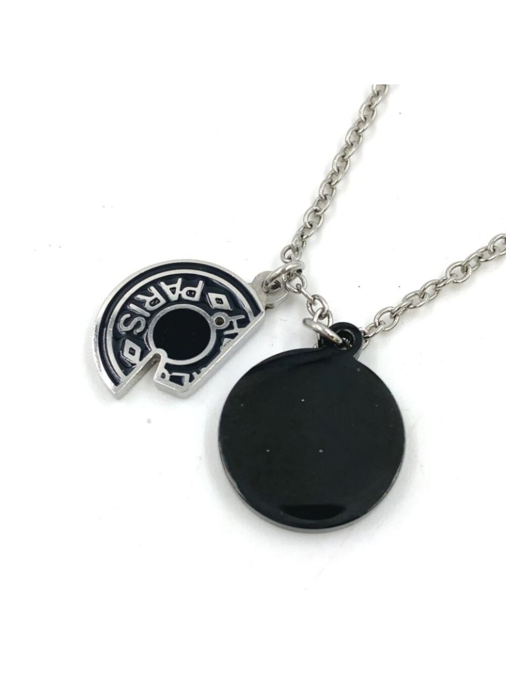 Hermes Cal Zel Buffalo Horn Metal Lacquer Silver Black Necklace - Picture 9 of 11